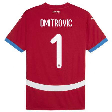 Kandiny Herren Serbien Marko Dmitrovic #1 Rot Heimtrikot Trikot 24-26 T-Shirt