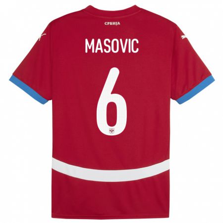 Kandiny Herren Serbien Erhan Masovic #6 Rot Heimtrikot Trikot 24-26 T-Shirt