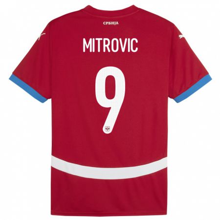 Kandiny Herren Serbien Aleksandar Mitrovic #9 Rot Heimtrikot Trikot 24-26 T-Shirt