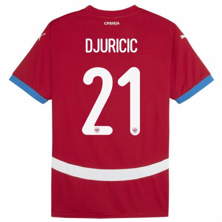 Kandiny Herren Serbien Filip Djuricic #21 Rot Heimtrikot Trikot 24-26 T-Shirt