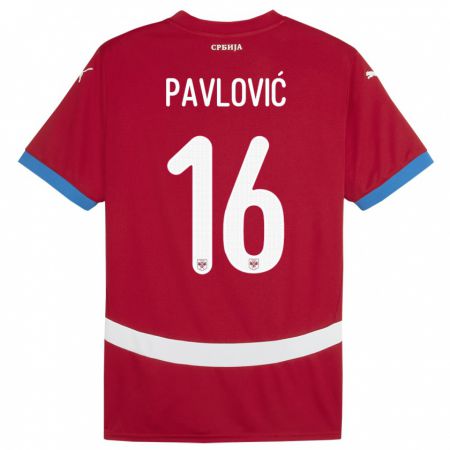 Kandiny Herren Serbien Sara Pavlovic #16 Rot Heimtrikot Trikot 24-26 T-Shirt