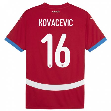 Kandiny Herren Serbien Bojan Kovacevic #16 Rot Heimtrikot Trikot 24-26 T-Shirt