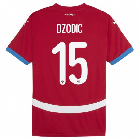 Kandiny Herren Serbien Stefan Dzodic #15 Rot Heimtrikot Trikot 24-26 T-Shirt