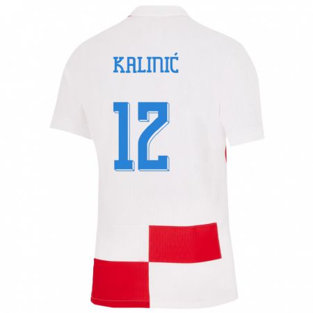 Kandiny Herren Kroatien Lovre Kalinic #12 Weiß Rot Heimtrikot Trikot 24-26 T-Shirt