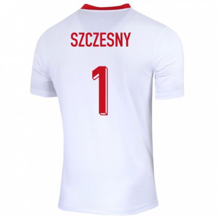 Kandiny Herren Polen Wojciech Szczesny #1 Weiß Heimtrikot Trikot 24-26 T-Shirt