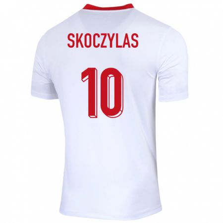 Kandiny Herren Polen Mateusz Skoczylas #10 Weiß Heimtrikot Trikot 24-26 T-Shirt