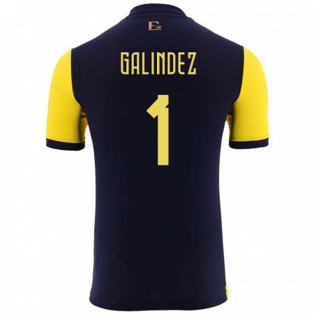 Kandiny Herren Ecuador Hernan Galindez #1 Gelb Heimtrikot Trikot 24-26 T-Shirt