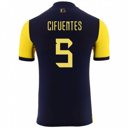 Kandiny Herren Ecuador Jose Cifuentes #5 Gelb Heimtrikot Trikot 24-26 T-Shirt