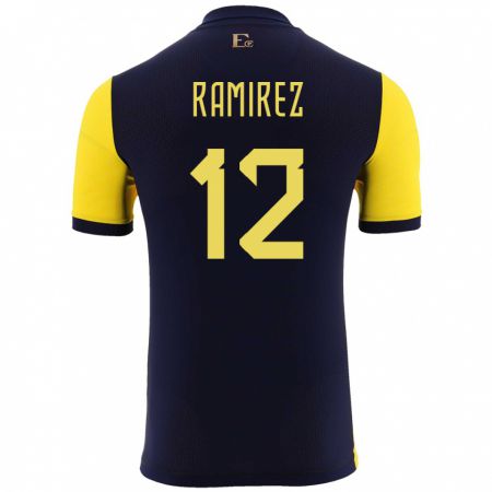 Kandiny Herren Ecuador Moises Ramirez #12 Gelb Heimtrikot Trikot 24-26 T-Shirt
