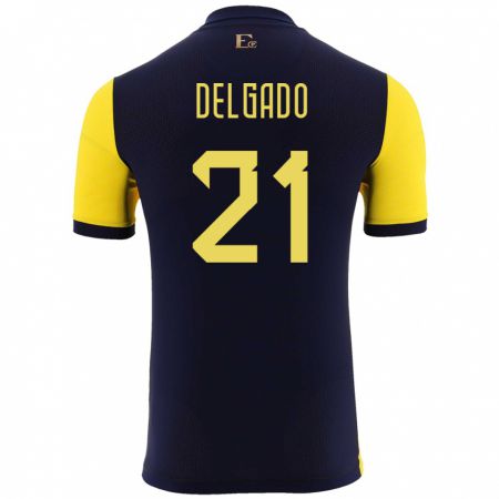 Kandiny Herren Ecuador Patrickson Delgado #21 Gelb Heimtrikot Trikot 24-26 T-Shirt