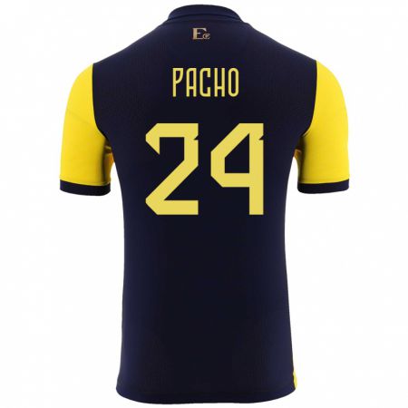 Kandiny Herren Ecuador William Pacho #24 Gelb Heimtrikot Trikot 24-26 T-Shirt