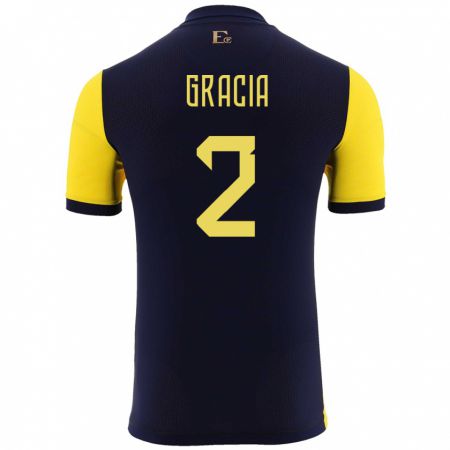 Kandiny Herren Ecuador Ericka Gracia #2 Gelb Heimtrikot Trikot 24-26 T-Shirt