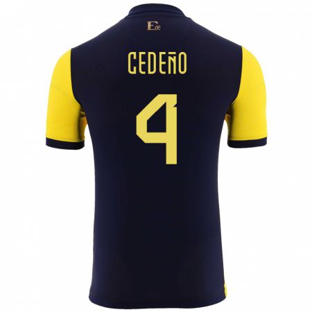 Kandiny Herren Ecuador Stefany Cedeno #4 Gelb Heimtrikot Trikot 24-26 T-Shirt