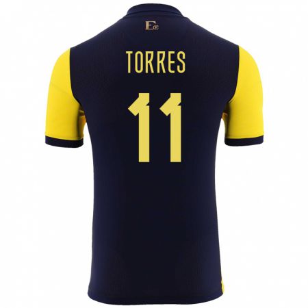 Kandiny Herren Ecuador Ambar Torres #11 Gelb Heimtrikot Trikot 24-26 T-Shirt