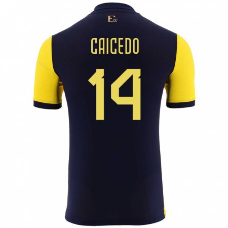 Kandiny Herren Ecuador Carina Caicedo #14 Gelb Heimtrikot Trikot 24-26 T-Shirt