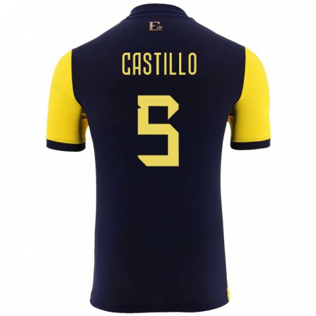 Kandiny Herren Ecuador Denil Castillo #5 Gelb Heimtrikot Trikot 24-26 T-Shirt
