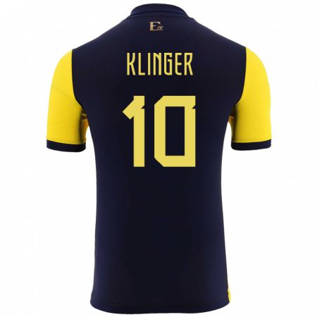 Kandiny Herren Ecuador Jose Klinger #10 Gelb Heimtrikot Trikot 24-26 T-Shirt