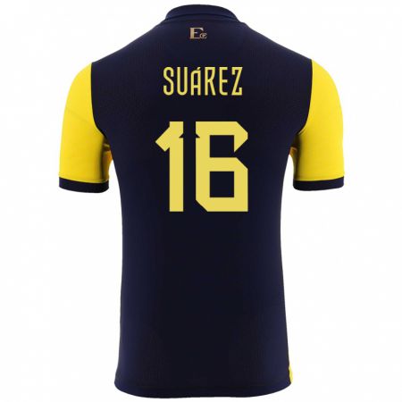 Kandiny Herren Ecuador Ariel Suarez #16 Gelb Heimtrikot Trikot 24-26 T-Shirt