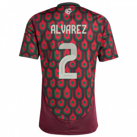 Kandiny Herren Mexiko Kevin Alvarez #2 Kastanienbraun Heimtrikot Trikot 24-26 T-Shirt