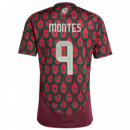 Kandiny Herren Mexiko Cesar Montes #9 Kastanienbraun Heimtrikot Trikot 24-26 T-Shirt