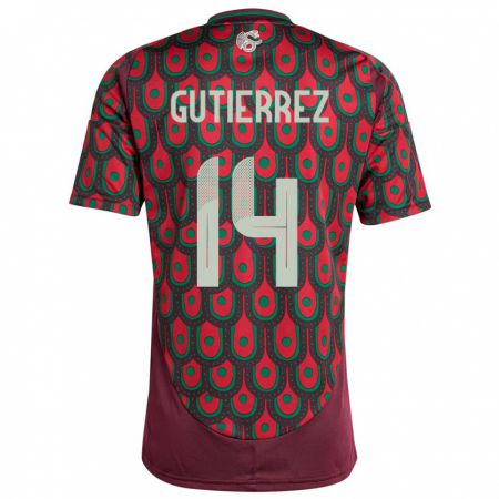 Kandiny Herren Mexiko Erick Gutierrez #14 Kastanienbraun Heimtrikot Trikot 24-26 T-Shirt