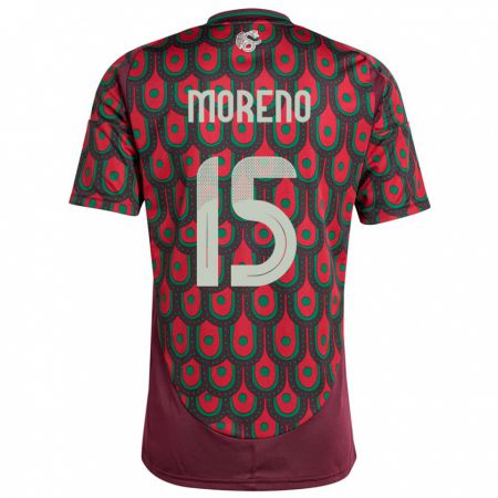 Kandiny Herren Mexiko Hector Moreno #15 Kastanienbraun Heimtrikot Trikot 24-26 T-Shirt