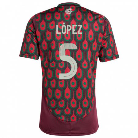 Kandiny Herren Mexiko Jimena Lopez #5 Kastanienbraun Heimtrikot Trikot 24-26 T-Shirt