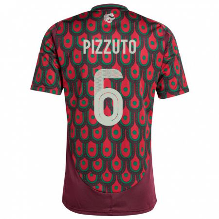 Kandiny Herren Mexiko Eugenio Pizzuto #6 Kastanienbraun Heimtrikot Trikot 24-26 T-Shirt