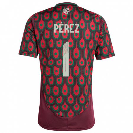 Kandiny Herren Mexiko Emiliano Perez #1 Kastanienbraun Heimtrikot Trikot 24-26 T-Shirt