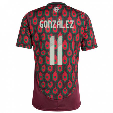 Kandiny Herren Mexiko Bryan Gonzalez #11 Kastanienbraun Heimtrikot Trikot 24-26 T-Shirt