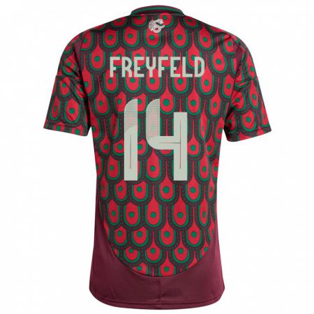 Kandiny Herren Mexiko Emiliano Freyfeld #14 Kastanienbraun Heimtrikot Trikot 24-26 T-Shirt