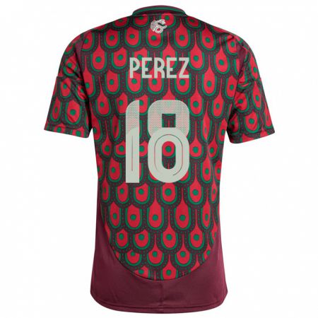 Kandiny Herren Mexiko Jonathan Perez #18 Kastanienbraun Heimtrikot Trikot 24-26 T-Shirt
