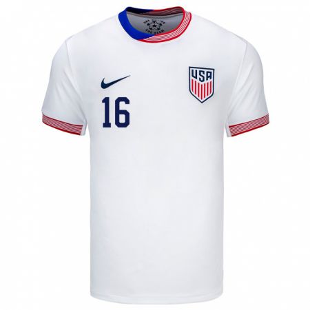 Kandiny Herren Vereinigte Staaten Rose Lavelle #16 Weiß Heimtrikot Trikot 24-26 T-Shirt