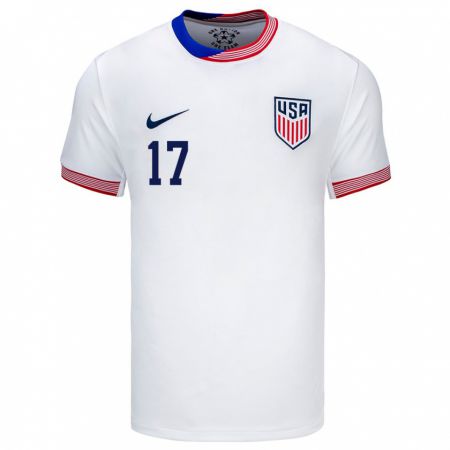 Kandiny Herren Vereinigte Staaten Rodrigo Neri #17 Weiß Heimtrikot Trikot 24-26 T-Shirt