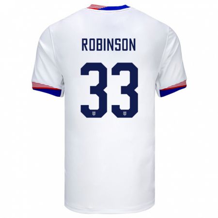 Kandiny Herren Vereinigte Staaten Antonee Robinson #33 Weiß Heimtrikot Trikot 24-26 T-Shirt