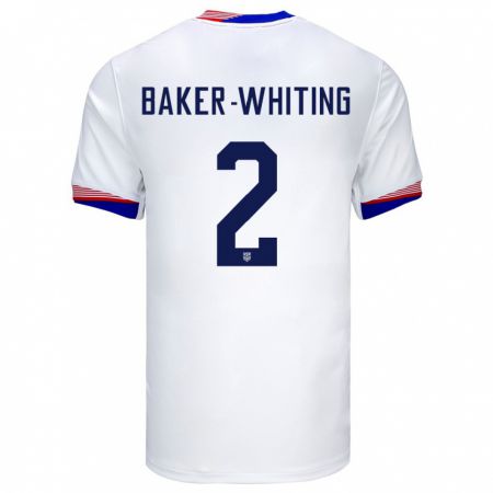 Kandiny Herren Vereinigte Staaten Reed Baker Whiting #2 Weiß Heimtrikot Trikot 24-26 T-Shirt