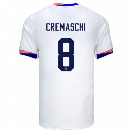 Kandiny Herren Vereinigte Staaten Benjamin Cremaschi #8 Weiß Heimtrikot Trikot 24-26 T-Shirt