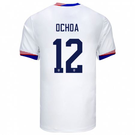 Kandiny Herren Vereinigte Staaten Emmanuel Ochoa #12 Weiß Heimtrikot Trikot 24-26 T-Shirt