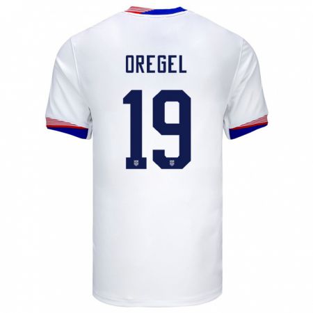 Kandiny Herren Vereinigte Staaten Sergio Oregel #19 Weiß Heimtrikot Trikot 24-26 T-Shirt