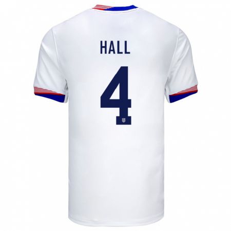 Kandiny Herren Vereinigte Staaten Tyler Hall #4 Weiß Heimtrikot Trikot 24-26 T-Shirt