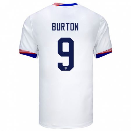 Kandiny Herren Vereinigte Staaten Micah Burton #9 Weiß Heimtrikot Trikot 24-26 T-Shirt