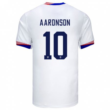 Kandiny Herren Vereinigte Staaten Paxten Aaronson #10 Weiß Heimtrikot Trikot 24-26 T-Shirt
