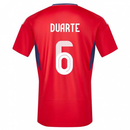 Kandiny Herren Costa Rica Oscar Duarte #6 Rot Heimtrikot Trikot 24-26 T-Shirt