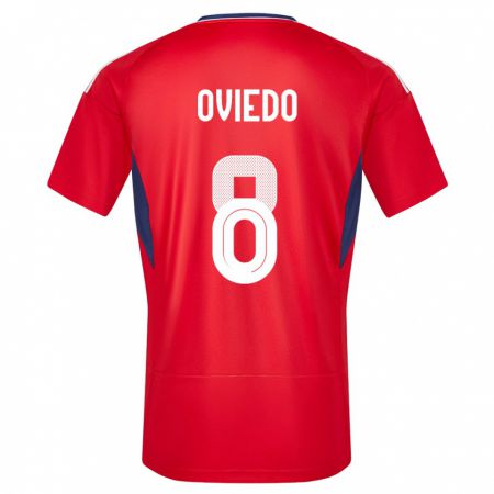Kandiny Herren Costa Rica Bryan Oviedo #8 Rot Heimtrikot Trikot 24-26 T-Shirt