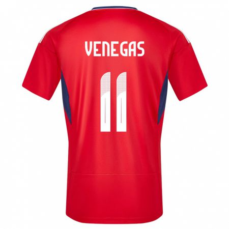 Kandiny Herren Costa Rica Johan Venegas #11 Rot Heimtrikot Trikot 24-26 T-Shirt