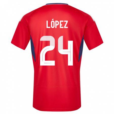 Kandiny Herren Costa Rica Douglas Lopez #24 Rot Heimtrikot Trikot 24-26 T-Shirt