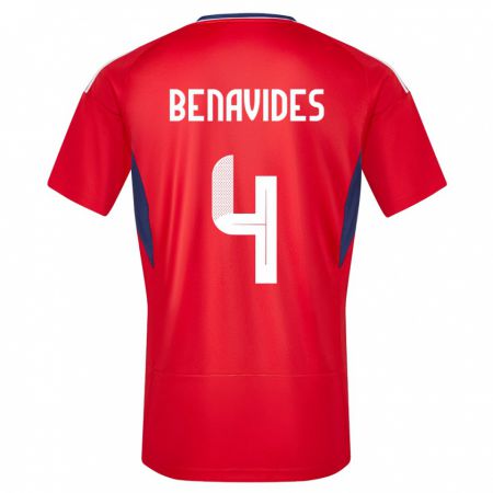 Kandiny Herren Costa Rica Mariana Benavides #4 Rot Heimtrikot Trikot 24-26 T-Shirt