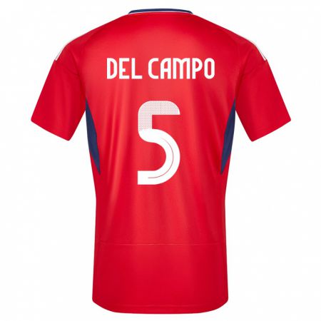 Kandiny Herren Costa Rica Valeria Del Campo #5 Rot Heimtrikot Trikot 24-26 T-Shirt