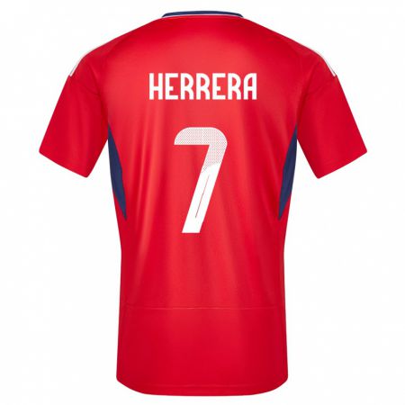Kandiny Herren Costa Rica Melissa Herrera #7 Rot Heimtrikot Trikot 24-26 T-Shirt