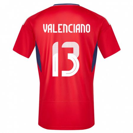 Kandiny Herren Costa Rica Emilie Valenciano #13 Rot Heimtrikot Trikot 24-26 T-Shirt
